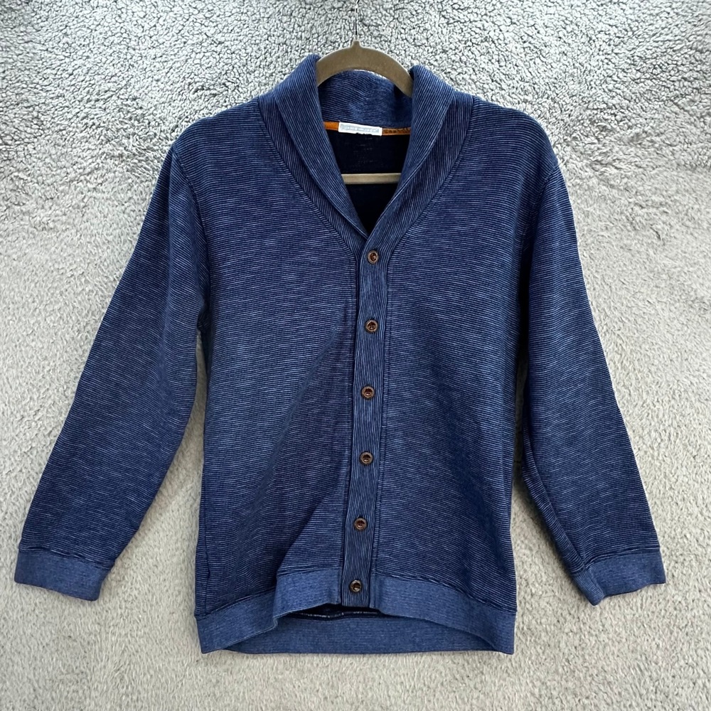 Janie and Jack Boys ?XL Navy Blue Striped Shawl Collar Button Cardigan Sweater